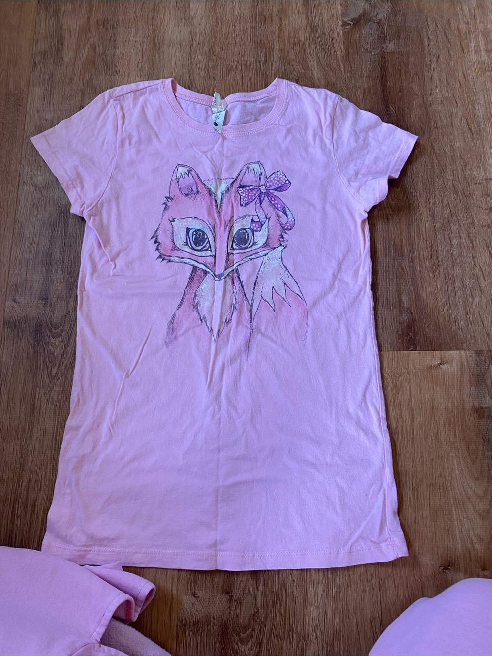 Girls Pink Fox Graphic Short-Sleeve Tee